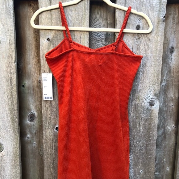 NWT UO ribbed orange ruffle dress - Picture 5 of 8